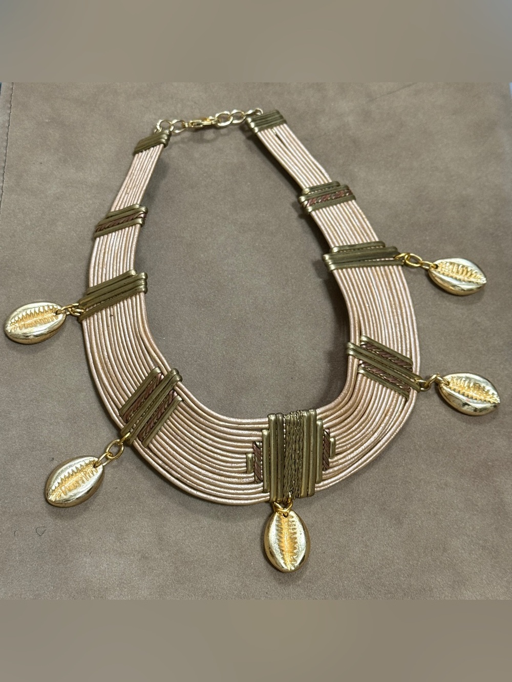 Gold-Tone and Blush Multi-Strand Statement Necklace
